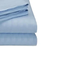 Embossed 1800 Series Wrinkle Resistant Soft Stripe Bed Sheet Set Ocean Blue By Plazatex