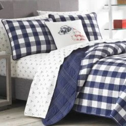 Lake House Plaid Reversible Quilt Set Blue - Eddie Bauer -Bedding Store GUEST 0261dada fdfe 4305 a61c 4ad4efd8bb3b
