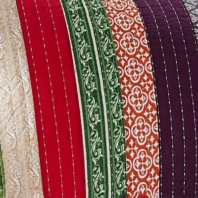 Marley Cotton Reversible Pillow Sham King 20" X 36" Multicolor By Greenland Home Fashion 3 Marley Cotton Reversible Pillow Sham King 20" X 36" Multicolor By Greenland Home Fashion - Image 3