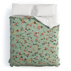 Ditsy Flowers Ninola Design Duvet Cover Set Green/Red - Deny Designs -Bedding Store GUEST 1efe33f3 3bbd 477e 8938 6c5b9a5ce51d