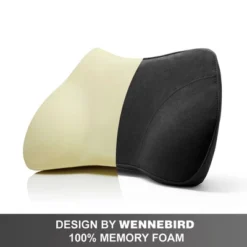 WENNEBIRD Model B Lumbar Memory Foam Support Pillow To Improve Posture With Raised Side Butterfly Design, Constance Fabric, And Removable Cover, Black -Bedding Store GUEST 2355e33f 4fdc 4de7 822d 5cc84378b497