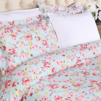 Soft 300 Thread Count Cotton Duvet Cover Bed Set With Pillow Shams, Vintage Floral Or Solid Bedding Bohemian Wildflower By Blue Nile Mills 3 Soft 300 Thread Count Cotton Duvet Cover Bed Set With Pillow Shams, Vintage Floral Or Solid Bedding Bohemian Wildflower By Blue Nile Mills - Image 3
