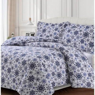 Snowflakes 3pc Oversized Duvet Set - Tribeca Living 3 Snowflakes 3pc Oversized Duvet Set - Tribeca Living - Image 3