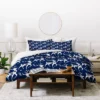 King Heather Dutton Dashing Through The Snow Deer Navy Duvet Cover Set Blue - Deny Designs