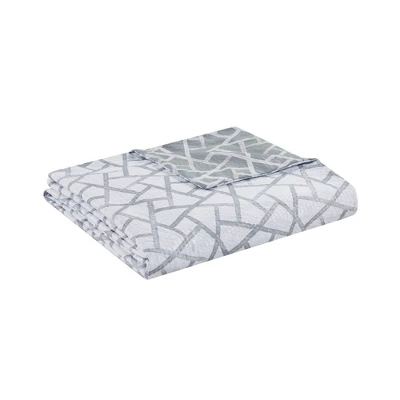 Soho Geo Reversible Duvet Cover Set Gray/White - N Natori 10 Soho Geo Reversible Duvet Cover Set Gray/White - N Natori - Image 10
