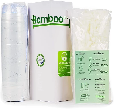 BAMBOOzzz Bed Pillow - Soft Adjustable Cross Cut Shredded Memory Foam Pillow Cooling Comfort Rayon Blend Bamboo Washable Hypoallergenic Cover 1 BAMBOOzzz Bed Pillow - Soft Adjustable Cross Cut Shredded Memory Foam Pillow Cooling Comfort Rayon Blend Bamboo Washable Hypoallergenic Cover