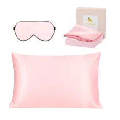 2 Pcs Standard Silk 350TC Gift Set Pillowcase And Eye Cover Pink - PiccoCasa -Bedding Store GUEST 4a90d91b 4e83 4890 af0a 00ebf307d4da