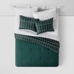 Grid Print Microfiber Reversible Comforter & Sheet Set Dark Green - Room Essentials™ -Bedding Store GUEST 4daf5f1a f5e2 4ffd 9c0a 0163fb5f2872