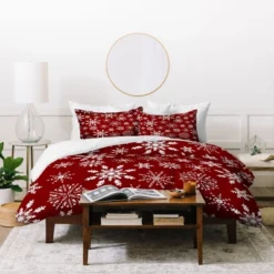 King Iveta Abolina Silent Night Duvet Cover Set Red - Deny Designs