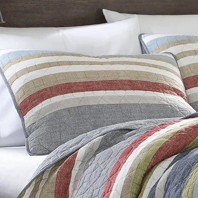 Gray Stripe Salmon Ladder Quilt Set - Eddie Bauer® 2 Gray Stripe Salmon Ladder Quilt Set - Eddie Bauer® - Image 2