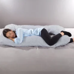 Full Body Pillow Cover- U-Shaped 100% Cotton Jersey Replacement Pillowcase With Zipper- Fits Maternity/Body Pillows Up To 58Â” By Lavish Home (Gray) -Bedding Store GUEST 6fd27da9 a414 4994 adaa e477014589d9
