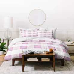 Farmhouse Shabby Gingham Checkered Plaid Monika Strigel Duvet Cover Set Purple/White - Deny Designs -Bedding Store GUEST 781985ff bd12 4bc5 8823 538f55eb586f