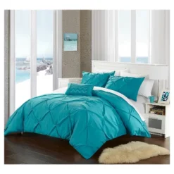 Whitley Pinch Pleated & Ruffled 8 Piece Duvet Cover Set - Chic Home Design™