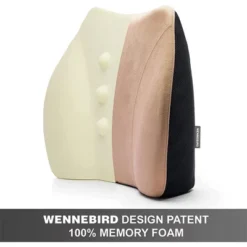WENNEBIRD Model Q Lumbar Memory Foam Support Pillow To Improve Posture With Raised Side Butterfly Design, Dual Fabric, And Removable Cover, Beige -Bedding Store GUEST 79e44bd1 a754 47d3 9126 5a020aadb09d
