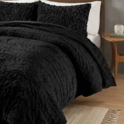 Madison Park 3pc Full/Queen Dakota Ruched Fur Down Alternative Comforter Set Black -Bedding Store GUEST 7d8aa6a5 3687 49ef bf24 10cf8d9a6670