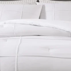 City Scene Solid Microfiber White Full Queen Duvet Cover Bonus Set