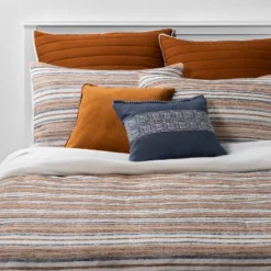 8pc Woven Stripe Comforter Bedding Set Blue/Orange/Off White - Threshold™ -Bedding Store GUEST 876fc230 7cf5 4589 b2d9 820bcdb612cb