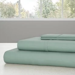 Hastings Home Brushed Microfiber Queen Sheet Set - Fitted And Flat Sheets, Pillowcases - 4-Piece, Sage Green