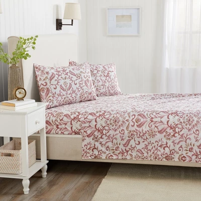 Great Bay Home Watercolor Floral Microfiber Wrinkle-Resistant Sheet Set 2 Great Bay Home Watercolor Floral Microfiber Wrinkle-Resistant Sheet Set - Image 2