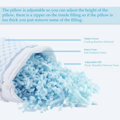 Continental Sleep, Bamboo Cover Pillows With Gel Memory Foam | Maintains Proper Sleeping Postures, Relieves Neck, 25 X 15, White 2 Continental Sleep, Bamboo Cover Pillows With Gel Memory Foam | Maintains Proper Sleeping Postures, Relieves Neck, 25 X 15, White - Image 2