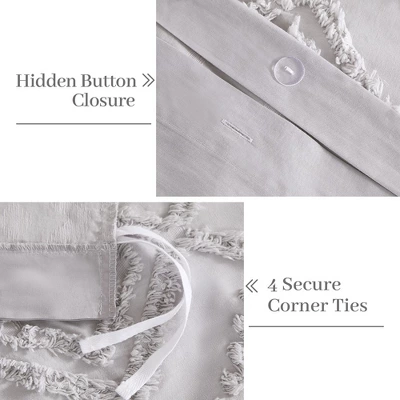 Cotton Chenille Duvet Cover Set, 3PCS Boho Geometric Chenille Clipped Jacquard Farmhouse Duvet Cover Set 2 Cotton Chenille Duvet Cover Set, 3PCS Boho Geometric Chenille Clipped Jacquard Farmhouse Duvet Cover Set - Image 2