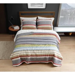 Gray Stripe Salmon Ladder Quilt Set - Eddie Bauer® 7 Gray Stripe Salmon Ladder Quilt Set - Eddie Bauer® -Bedding Store GUEST 9dc06191 25a5 4a76 97a4 937543041440