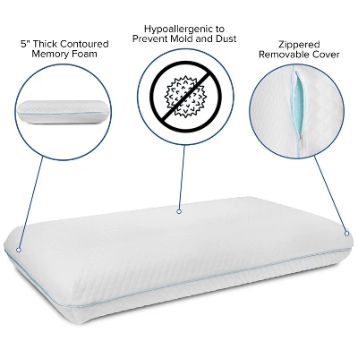 Merrick Lane Queen Size Ventilated Memory Foam Bed Pillow - Cool Gel Infused Memory Foam Pillow For Sleeping 7 Merrick Lane Queen Size Ventilated Memory Foam Bed Pillow - Cool Gel Infused Memory Foam Pillow For Sleeping - Image 7