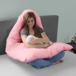 Full Body Pillow Cover- U-Shaped 100% Cotton Jersey Replacement Pillowcase, Removeable With Zipper For Pregnancy/Body Pillows By Hastings Home (Pink) -Bedding Store GUEST a443407f caad 46a6 9986 9d0e0d7d8538