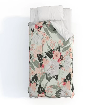 Floral Iveta Abolina Carmella Crème Duvet Cover Set Green - Deny Designs 5 Floral Iveta Abolina Carmella Crème Duvet Cover Set Green - Deny Designs - Image 5