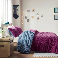 Blair Full/Queen 3pc Reversible Comforter Mini Set Navy/Purple -Bedding Store GUEST a8a259ae 4de4 4a9b a683 e33e95107d87