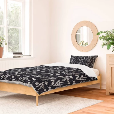 Full/Queen Natalie Baca Clover & Dandelion Duvet Cover & Sham Set Navy - Deny Designs 1 Full/Queen Natalie Baca Clover & Dandelion Duvet Cover & Sham Set Navy - Deny Designs