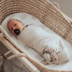 Ely's & Co. Baby Fitted Bassinet Sheet 100% Combed Jersey Cotton Grey And White Dottie Design -Bedding Store GUEST aa8dfbba b388 4d67 b0ac 4e59e7b827c6