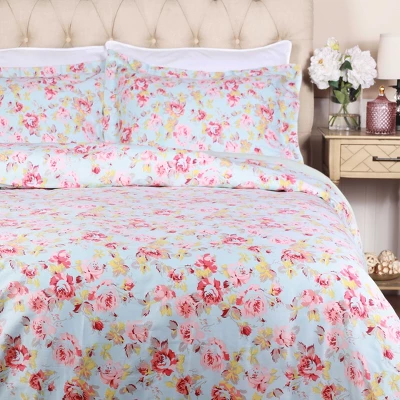 Soft 300 Thread Count Cotton Duvet Cover Bed Set With Pillow Shams, Vintage Floral Or Solid Bedding Bohemian Wildflower By Blue Nile Mills 2 Soft 300 Thread Count Cotton Duvet Cover Bed Set With Pillow Shams, Vintage Floral Or Solid Bedding Bohemian Wildflower By Blue Nile Mills - Image 2