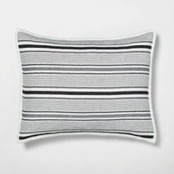 Textured Stripe Pillow Sham Dark Gray/Cream - Hearth & Hand With Magnolia -Bedding Store GUEST b0608181 3b6d 4688 8af4 76eb9e213a88