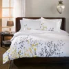 Modern Floral Embroidered Cotton Duvet Cover And Pillow Sham Set - Blue Nile Mills