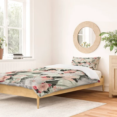 Floral Iveta Abolina Carmella Crème Duvet Cover Set Green - Deny Designs 1 Floral Iveta Abolina Carmella Crème Duvet Cover Set Green - Deny Designs