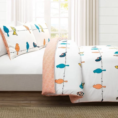 3pc Rowley Birds Cotton Duvet Cover Set - Lush Décor 1 3pc Rowley Birds Cotton Duvet Cover Set - Lush Décor