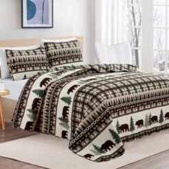 Market & Place Cedar Creek Lodge Plaid Reversible Quilt Set