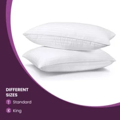 Traditional 1cm Stripe Microfiber Down Alternative 2-Piece Pillow Set - Blue Nile Mills -Bedding Store GUEST c8016f10 f43f 46a5 a2c2 4a67f06a1db1