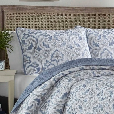 Cape Verde Quilt & Sham Set Smoke Blue - Tommy Bahama 1 Cape Verde Quilt & Sham Set Smoke Blue - Tommy Bahama
