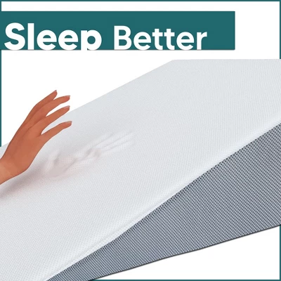 Continental Sleep, Bed Wedge Pillow With High Density Foam, Stylish Chic Jacquard Cover, Wedge Pillow For Sleeping, Reading, Watching TV, 24", White 2 Continental Sleep, Bed Wedge Pillow With High Density Foam, Stylish Chic Jacquard Cover, Wedge Pillow For Sleeping, Reading, Watching TV, 24", White - Image 2