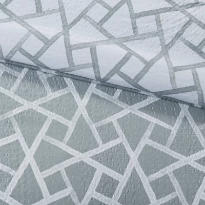 Soho Geo Reversible Duvet Cover Set Gray/White - N Natori 7 Soho Geo Reversible Duvet Cover Set Gray/White - N Natori - Image 7