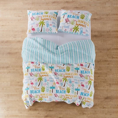 Beach Days Quilt Set White/Green/Blue - Homthreads 4 Beach Days Quilt Set White/Green/Blue - Homthreads - Image 4