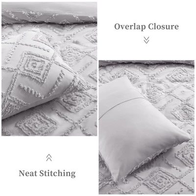 Cotton Chenille Duvet Cover Set, 3PCS Boho Geometric Chenille Clipped Jacquard Farmhouse Duvet Cover Set 3 Cotton Chenille Duvet Cover Set, 3PCS Boho Geometric Chenille Clipped Jacquard Farmhouse Duvet Cover Set - Image 3