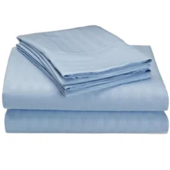 Embossed 1800 Series Wrinkle Resistant Soft Stripe Bed Sheet Set Ocean Blue By Plazatex -Bedding Store GUEST f8beb050 3fc4 4f11 b3eb 08f000136f04